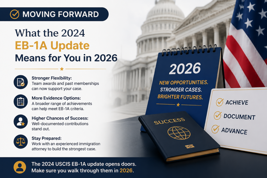 USCIS EB-1A 2024 policy update overview for 2026 explaining stronger flexibility, more evidence options, and improved chances for extraordinary ability visa applicants