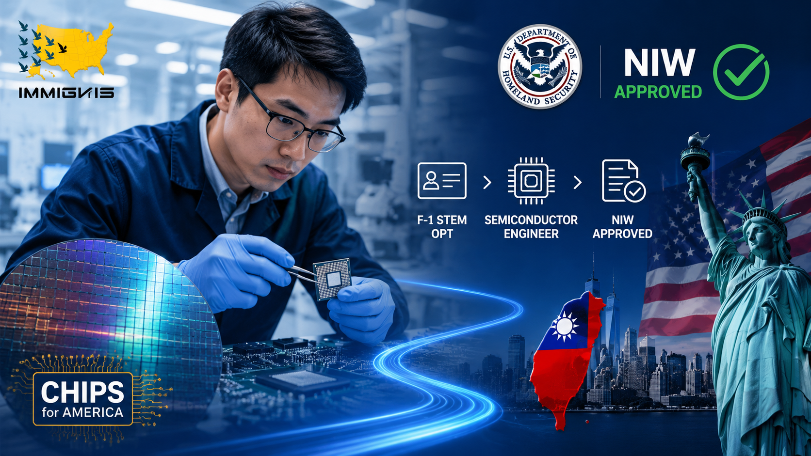 EB-2 NIW semiconductor engineer approved - Taiwanese CHIPS Act yield enhancement STEM OPT