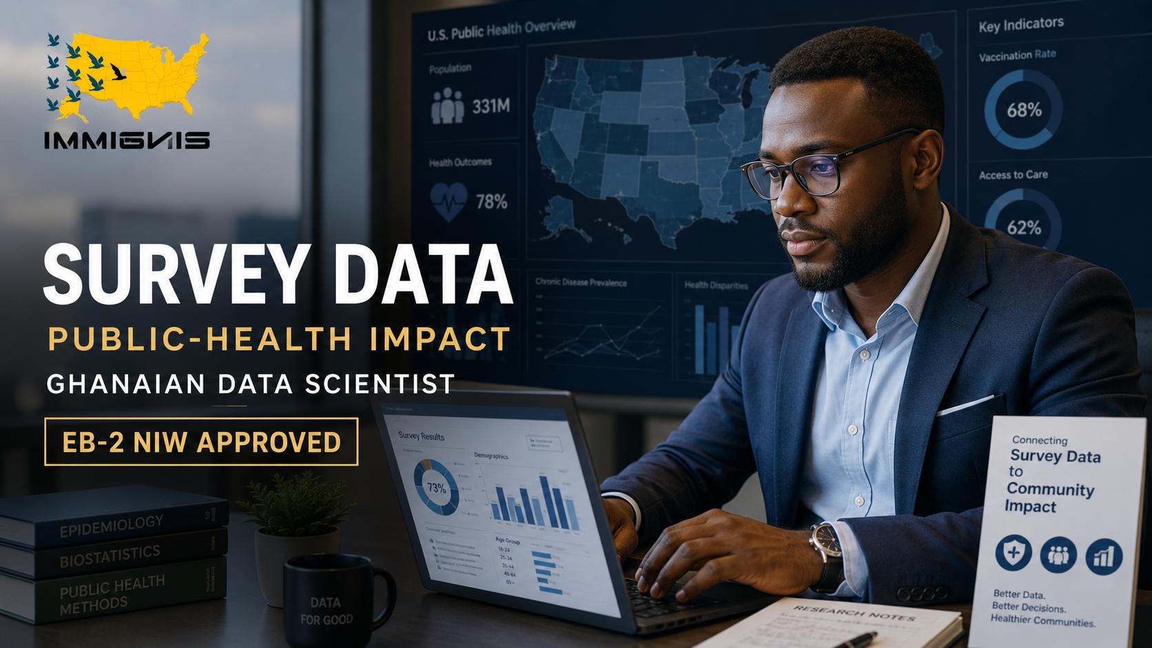 EB-2 NIW public health data scientist approved - Ghanaian survey coverage methodology