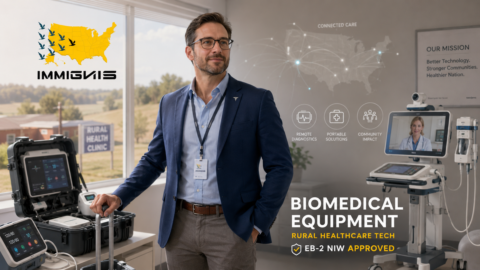 EB-2 NIW for Biomedical Engineers feature image on rural healthcare technology.