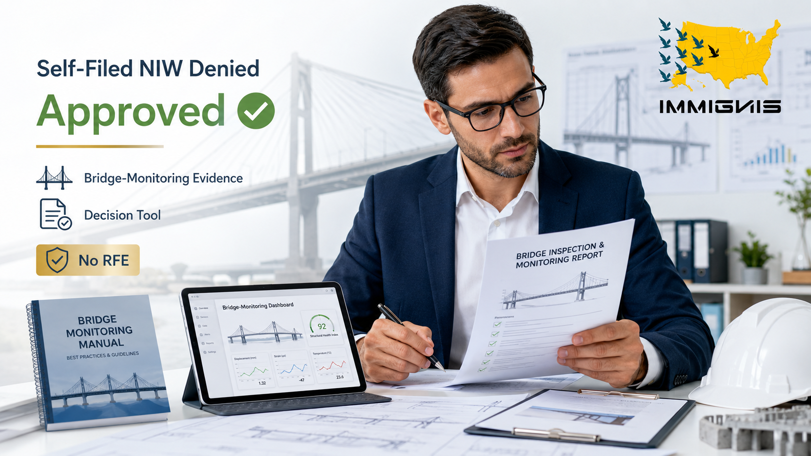 EB-2 NIW structural engineer bridge monitoring approved after denial - Bangladeshi engineer