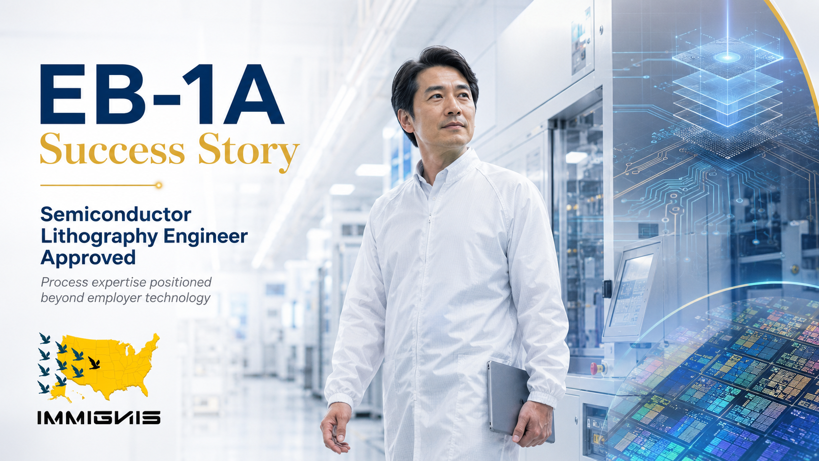 Japanese semiconductor lithography engineer EB-1A approval for advanced node process optimization