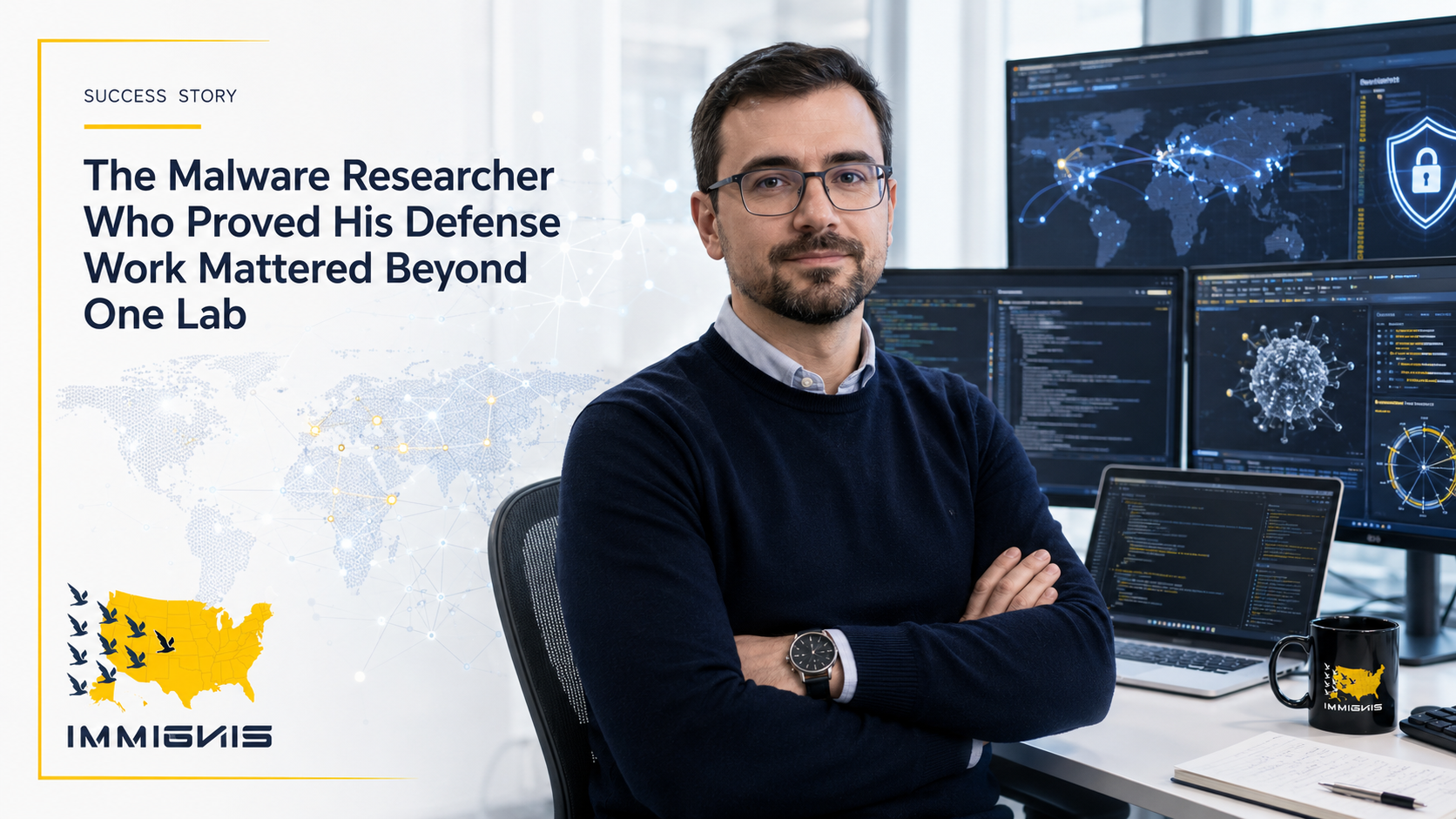 Romanian EB-1A malware researcher specializing in AI malware attribution for critical infrastructure defense