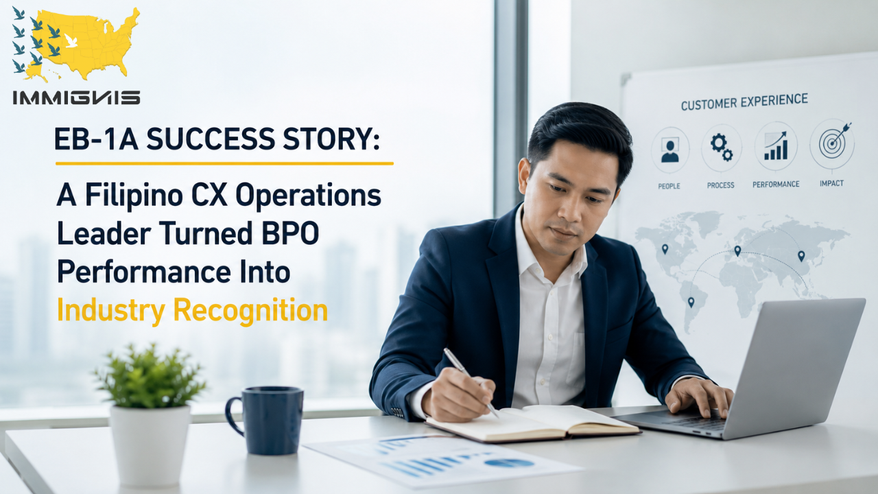 Filipino customer experience executive presenting awarded CX methodology during an industry leadership event for Filipino Customer Experience Executive EB-1A.