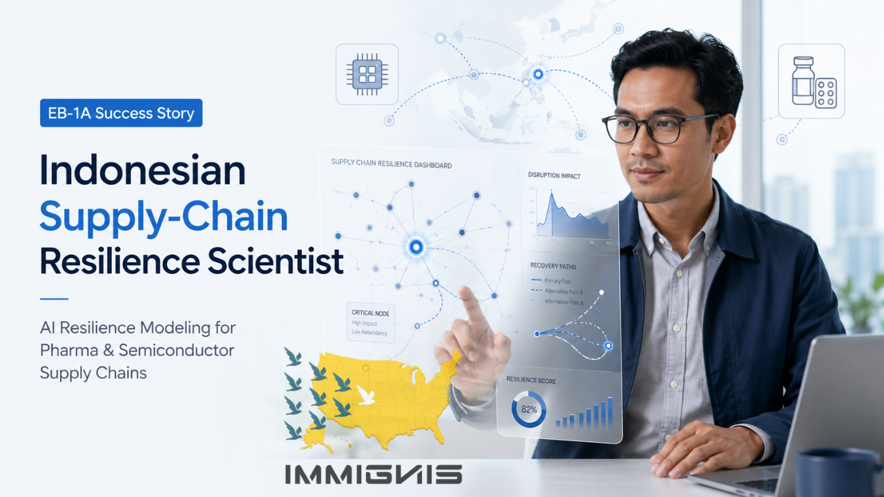 EB-1A Supply Chain Scientist developing an AI-powered supply chain risk model for pharmaceutical and semiconductor logistics