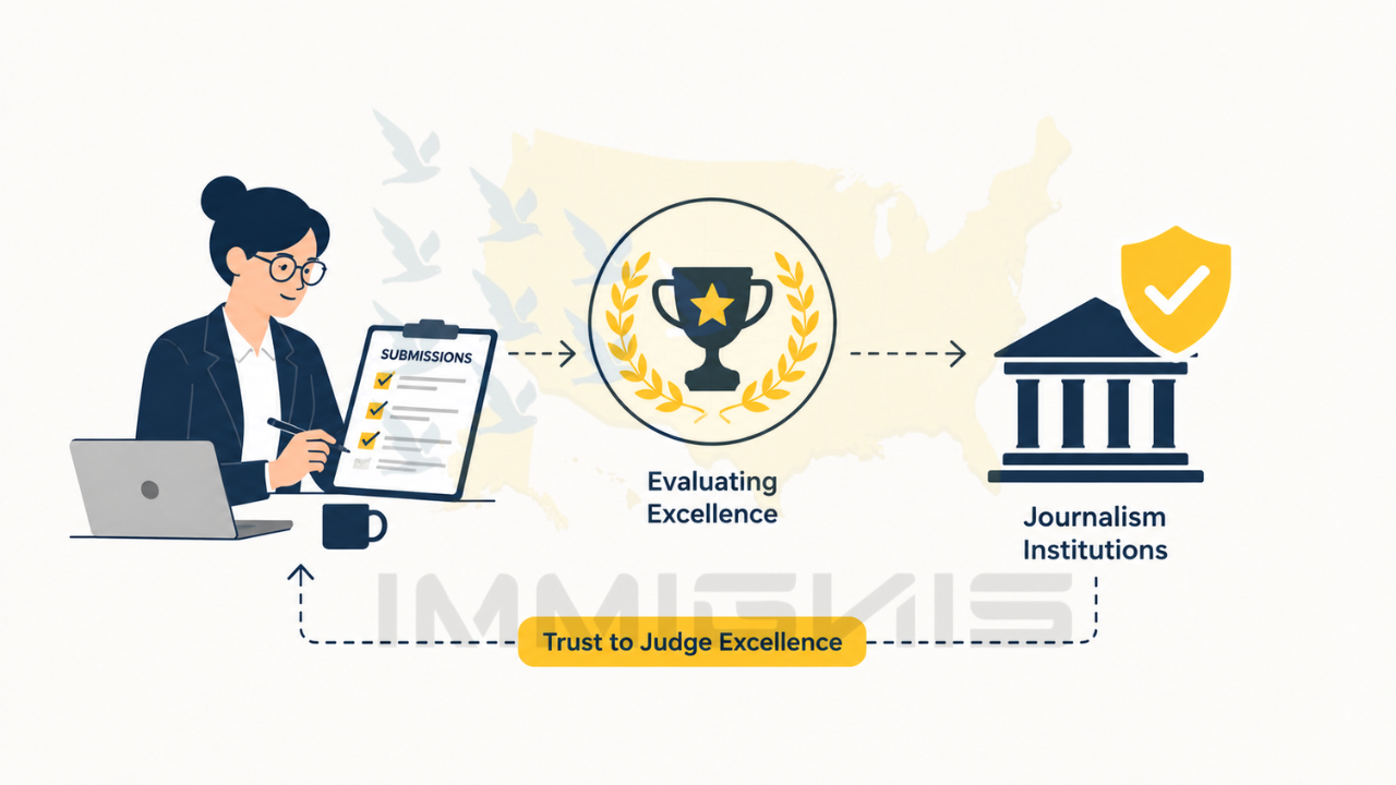 EB-1A Data Journalism Editor judging evidence infographic.