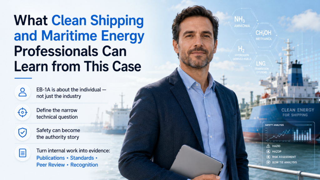 Clean Shipping Fuels Scientist at a clean energy shipping port.