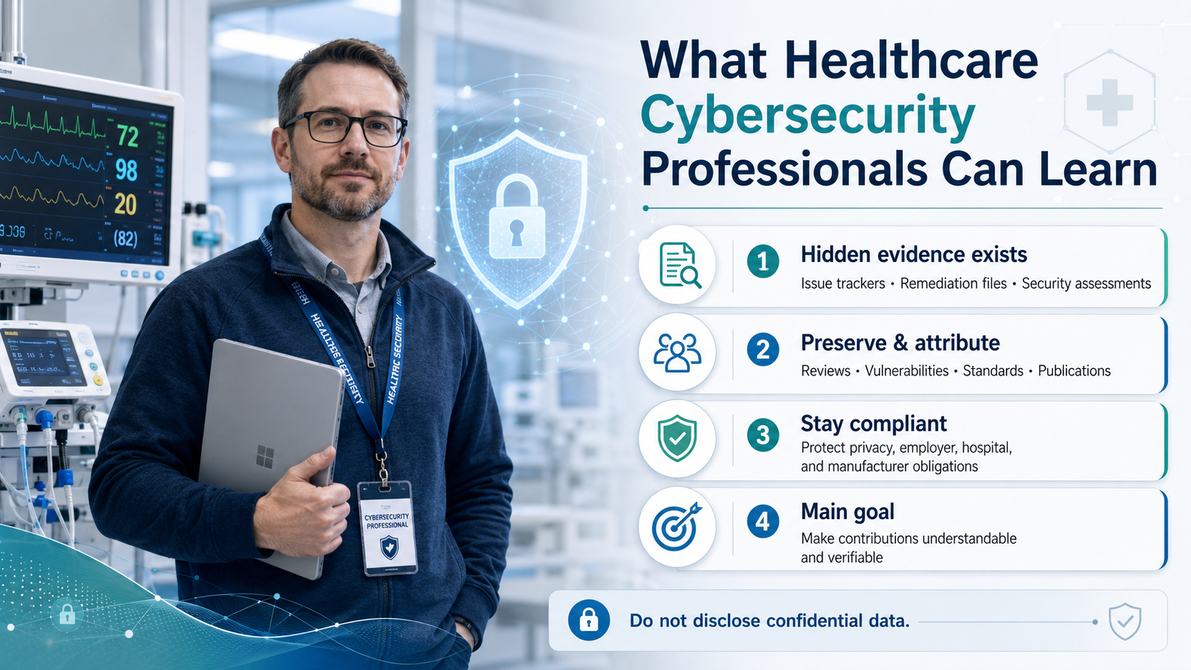 Medical device cybersecurity engineer analyzing connected healthcare technology during a Medical Device Cybersecurity Engineer EB-1A petition.