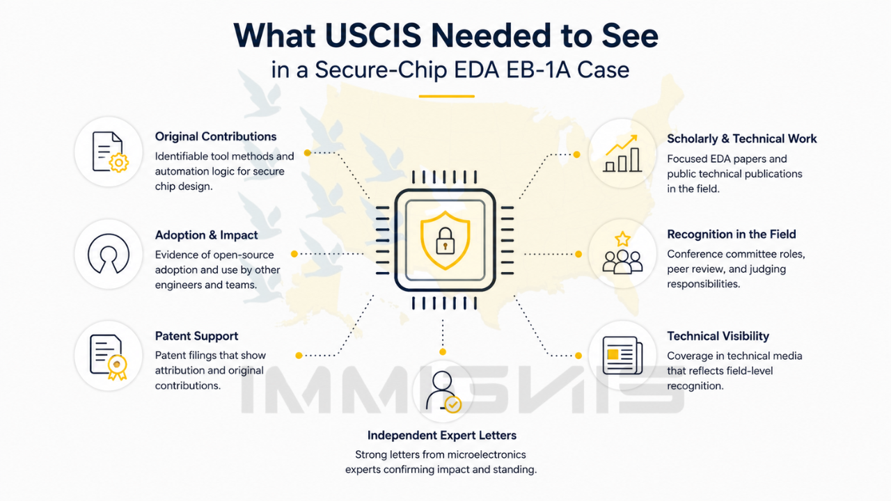 EDA Researcher secure-chip evidence infographic.
