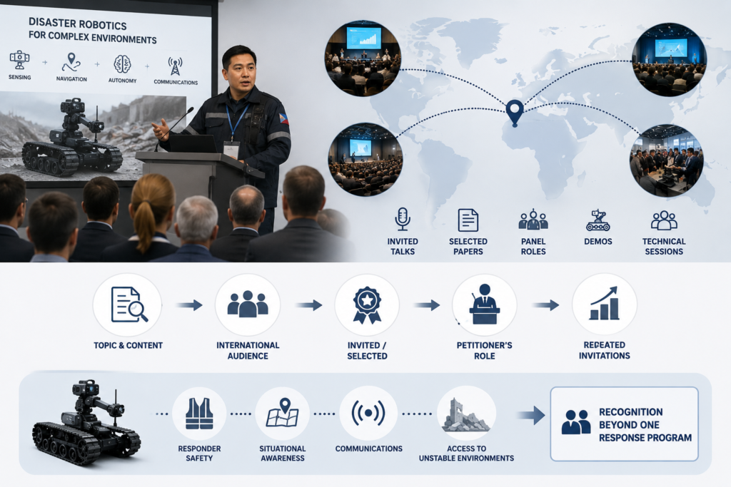 Disaster robotics EB-1A international presentations
